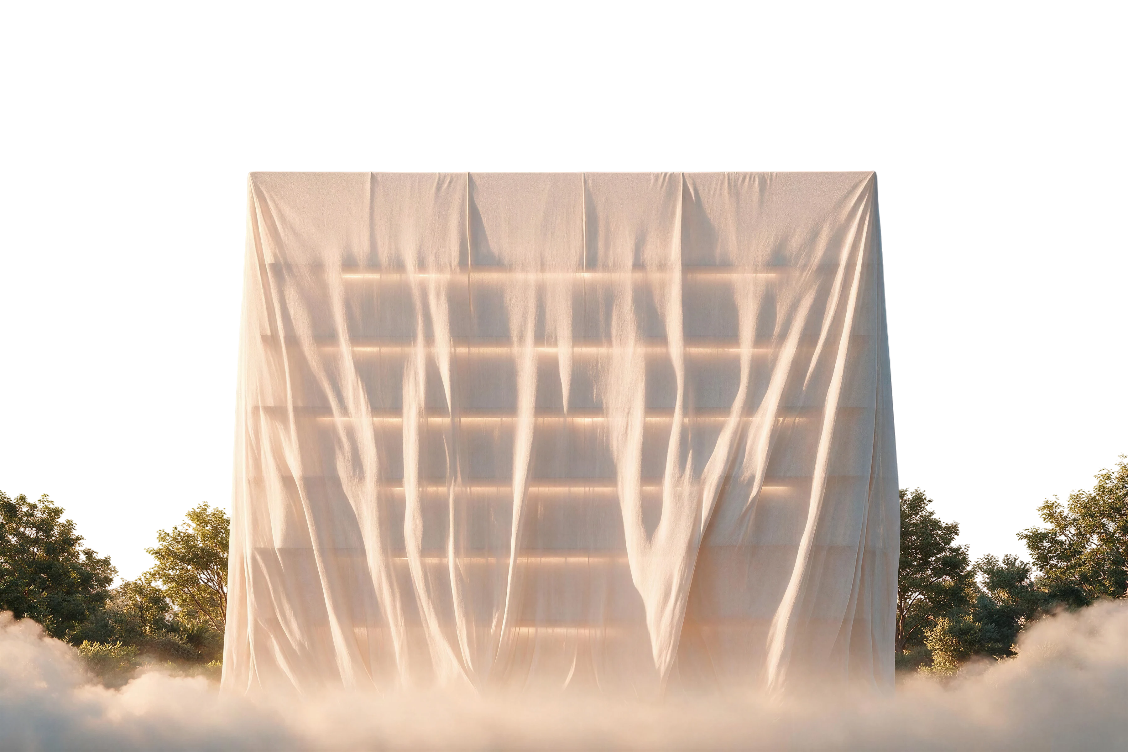 The building, under wraps, on its corner at Camp, Amravati